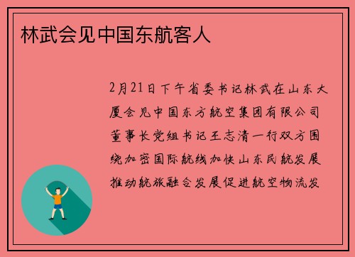林武会见中国东航客人