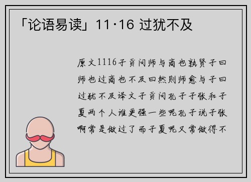 「论语易读」11·16 过犹不及